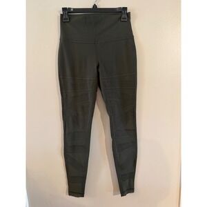 Lululemon Moto Mesh High Rise Leggings Dark Olive Green Yoga Pants Tights